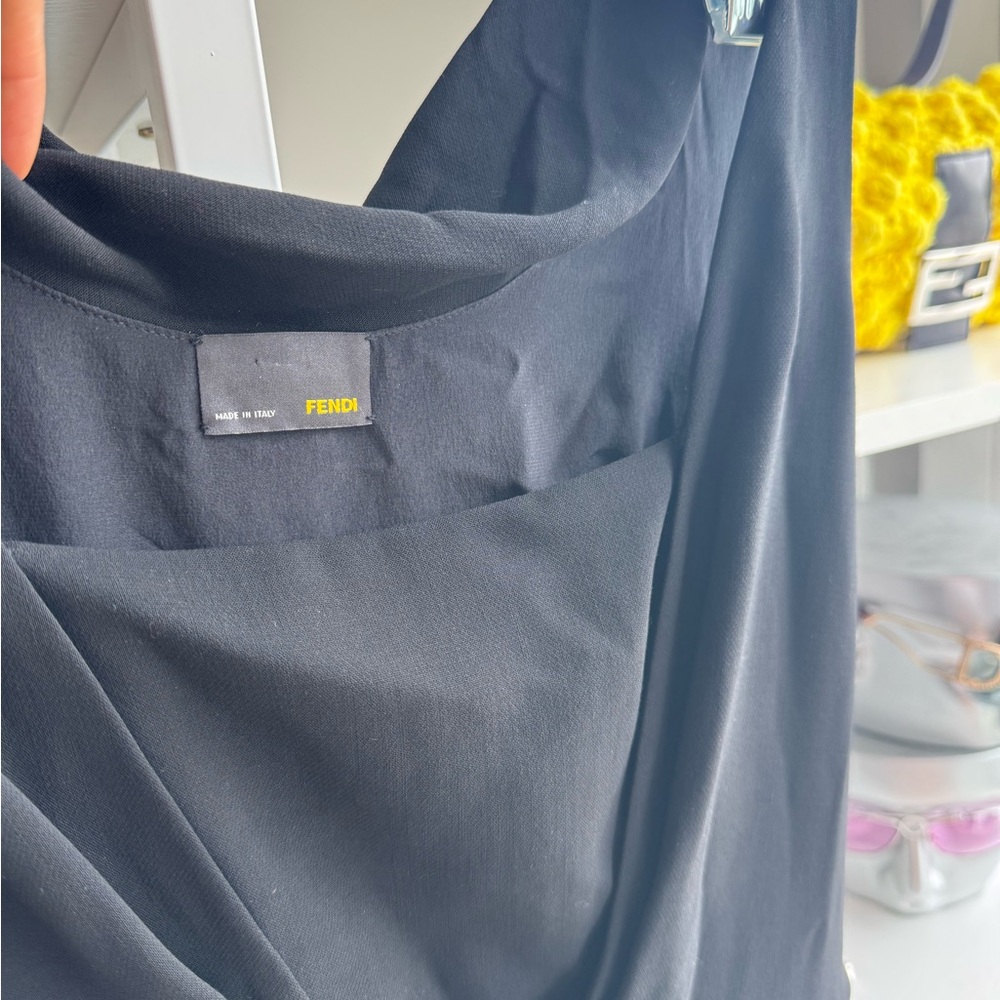 Fendi Black Sheath Midi Dress Square Neck - Picture 7 of 9